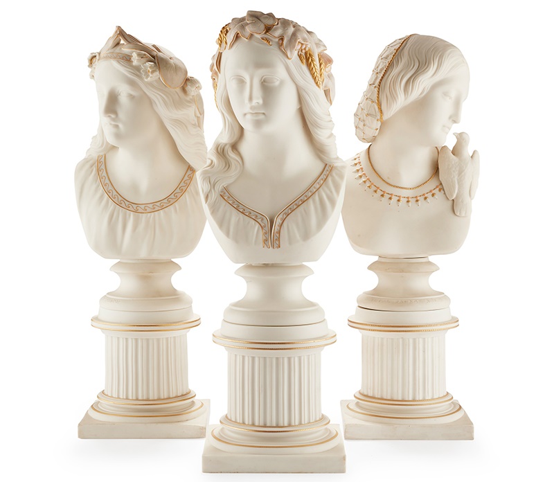 LOT 403 | THREE COPELAND PARIANWARE PARCEL GILT BUSTS | MID 19TH CENTURY (Qty: 4) 42cm high | £400 - £600 + fees